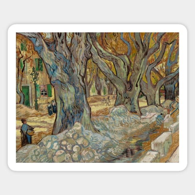 The Large Plane Trees (Road Menders at Saint-Remy) by Vincent van Gogh Sticker by Classic Art Stall